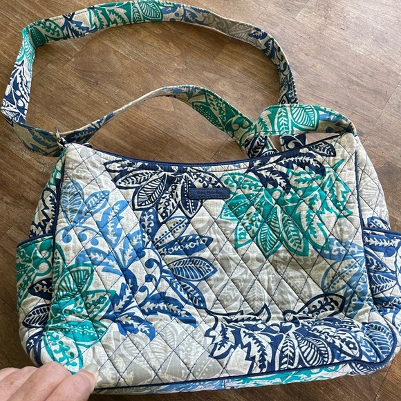 Vera Bradley Handbags - Vera Bradley Santiago Blue and Green Crossbody Bag with Quilted Floral Design
